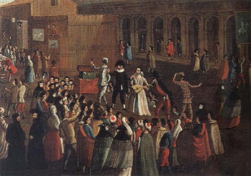 Gabriel Bella A Troupe of Actors on the piazzetta oil painting image